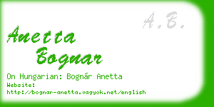 anetta bognar business card