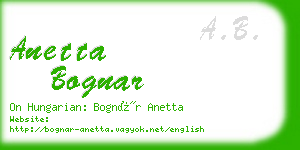 anetta bognar business card